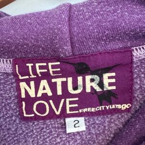 Freecity Life Nature Love Purple Hoodie Size 2